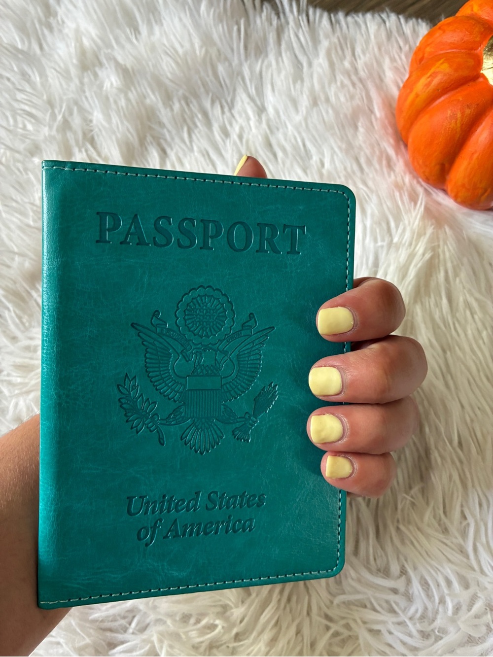 Passport Holder Leather Turquoise